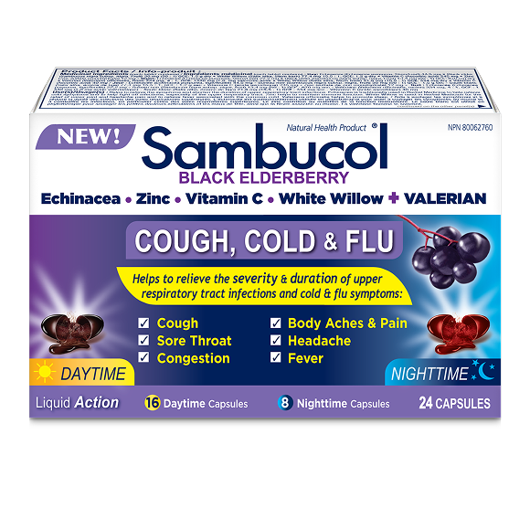 Sambucol Day & Nighttime Cough, Cold & Flu Black Elderberry Capsules